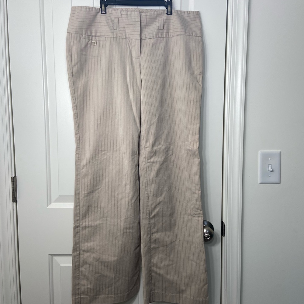EUC Vintage Studio Y women’s‎ tan striped wide leg pocket stretch pants 11/12